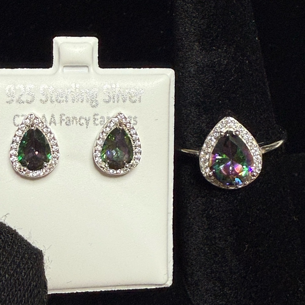 925 Elegant Sterling  Silver Teardrop Jewelry Set